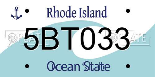 5BT033 Rhode Island License Plate