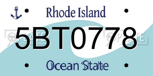 5BT0778 Rhode Island License Plate