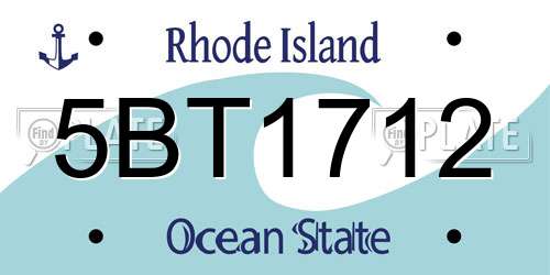 5BT1712 Rhode Island License Plate