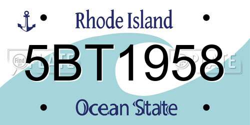 5BT1958 Rhode Island License Plate