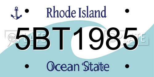 5BT1985 Rhode Island License Plate