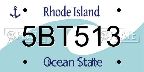 5BT513 Rhode Island License Plate