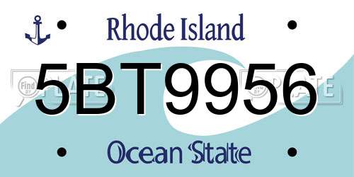 5BT9956 Rhode Island License Plate