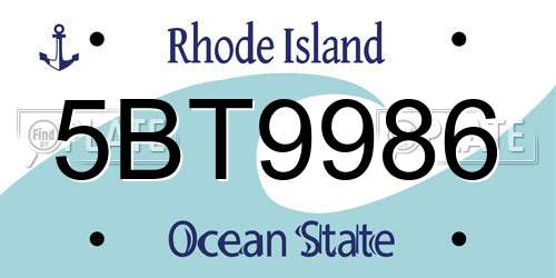 5BT9986 Rhode Island License Plate
