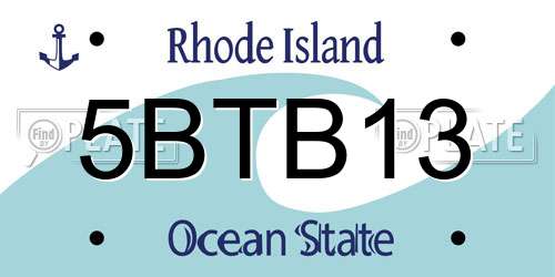 5BTB13 Rhode Island License Plate