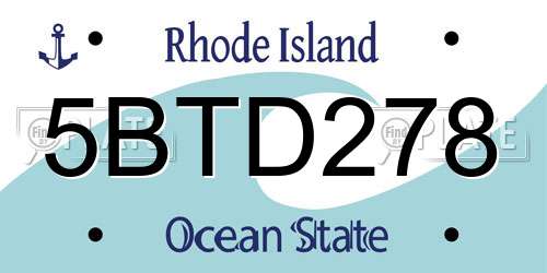 5BTD278 Rhode Island License Plate