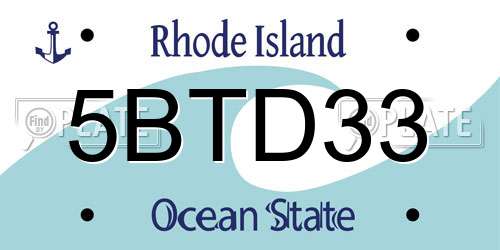 5BTD33 Rhode Island License Plate