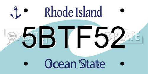 5BTF52 Rhode Island License Plate