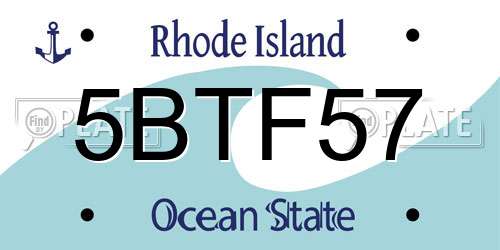 5BTF57 Rhode Island License Plate