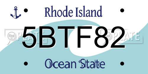 5BTF82 Rhode Island License Plate