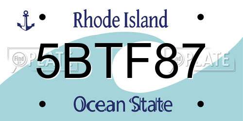 5BTF87 Rhode Island License Plate