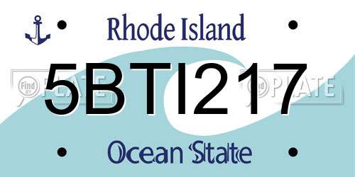 5BTI217 Rhode Island License Plate