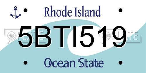 5BTI519 Rhode Island License Plate