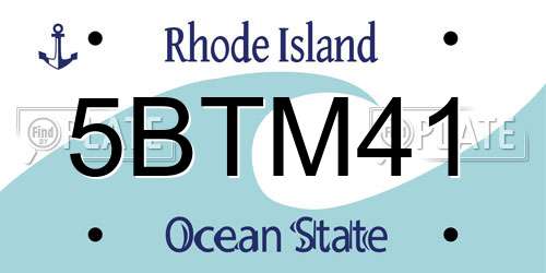 5BTM41 Rhode Island License Plate