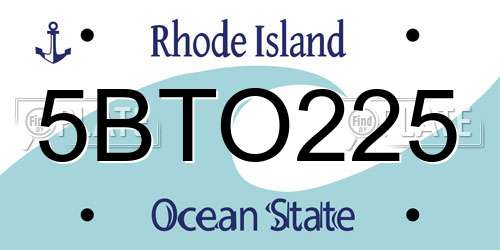 5BTO225 Rhode Island License Plate