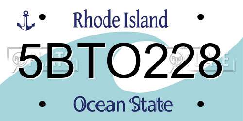 5BTO228 Rhode Island License Plate