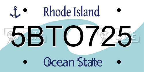 5BTO725 Rhode Island License Plate