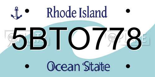 5BTO778 Rhode Island License Plate