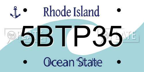 5BTP35 Rhode Island License Plate