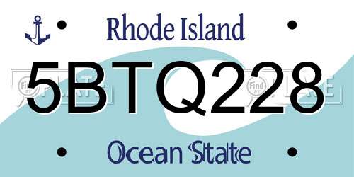 5BTQ228 Rhode Island License Plate