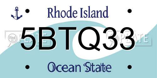 5BTQ33 Rhode Island License Plate