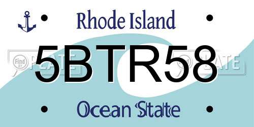 5BTR58 Rhode Island License Plate