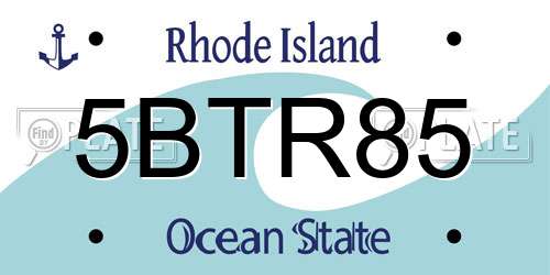 5BTR85 Rhode Island License Plate