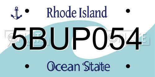 5BUP054 Rhode Island License Plate