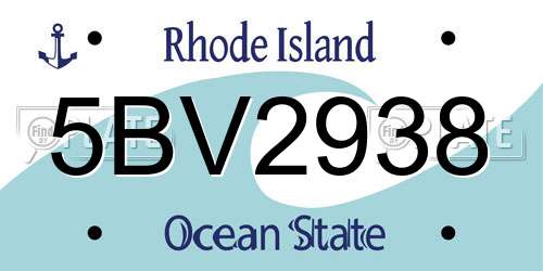 5BV2938 Rhode Island License Plate