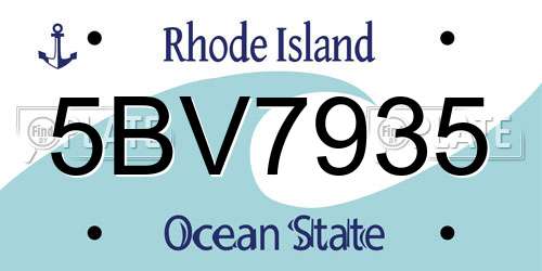 5BV7935 Rhode Island License Plate
