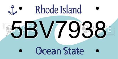 5BV7938 Rhode Island License Plate