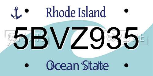 5BVZ935 Rhode Island License Plate