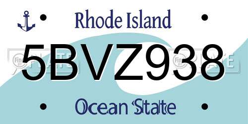 5BVZ938 Rhode Island License Plate