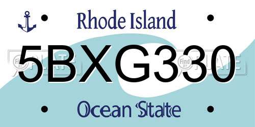 5BXG330 Rhode Island License Plate