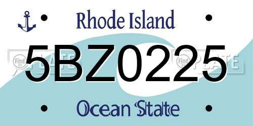 5BZ0225 Rhode Island License Plate