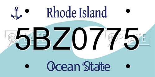 5BZ0775 Rhode Island License Plate