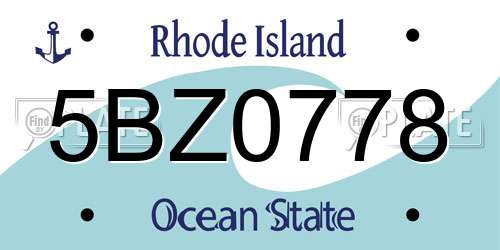 5BZ0778 Rhode Island License Plate