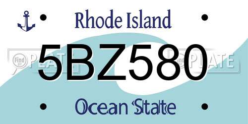 5BZ580 Rhode Island License Plate