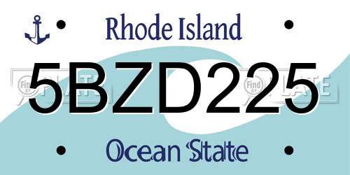 5BZD225 Rhode Island License Plate
