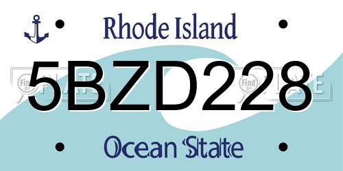 5BZD228 Rhode Island License Plate