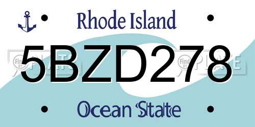 5BZD278 Rhode Island License Plate