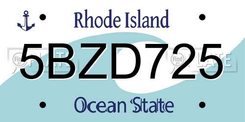 5BZD725 Rhode Island License Plate