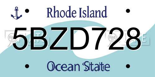 5BZD728 Rhode Island License Plate