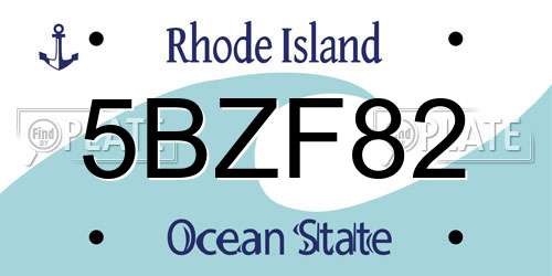 5BZF82 Rhode Island License Plate