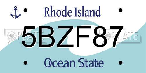 5BZF87 Rhode Island License Plate