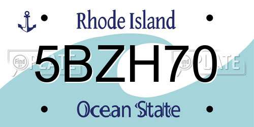 5BZH70 Rhode Island License Plate