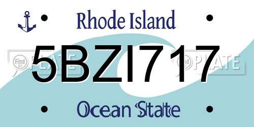 5BZI717 Rhode Island License Plate