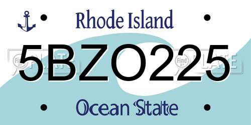 5BZO225 Rhode Island License Plate