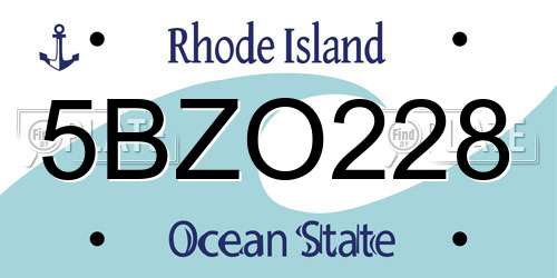 5BZO228 Rhode Island License Plate