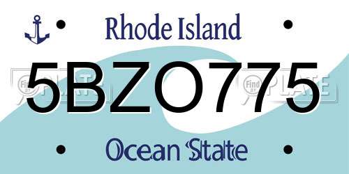 5BZO775 Rhode Island License Plate